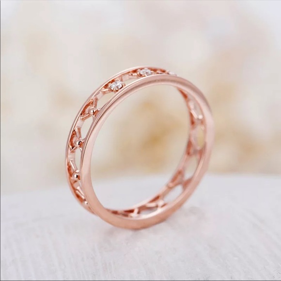 *NEW*Lovely Rose Gold Love Promise Diamond Ring - Picture 6 of 6
